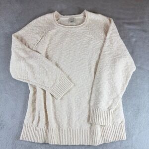 L.L.Bean XL Cream Knit Sweater Short Sleeve Pullover 100% Cotton
